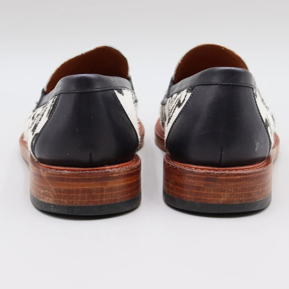 Taft Mens The Fitz Slip-On Penny Loafer Floral Print Calf Hair Sz 42 Black White